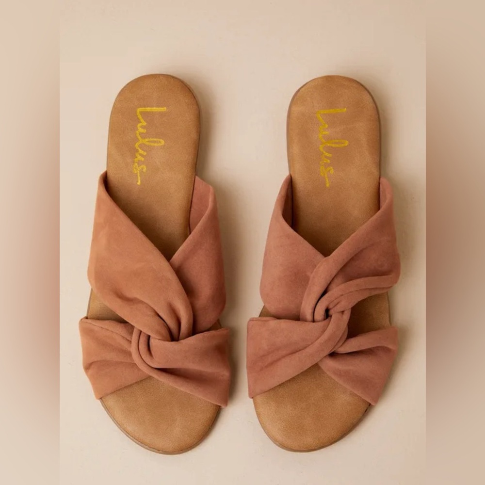 Lulu's Brown Knotted Slide Sandals